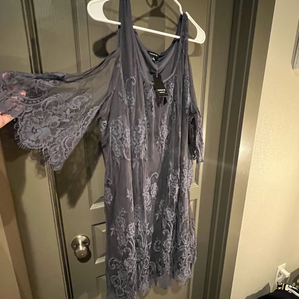 Purple gray lace dress from Torrid